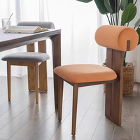 Chaise de salle à manger en tissu velours blanc de style simple et moderne, chaise de salle à manger nordique avec pieds en bois massif