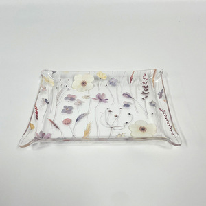 Acrylic Flower Decorative Tray <b>Rectangle</b> Plant Pattern <b>Coffee</b> <b>Table</b> Home Decor 21.5x16x2.5cm - Product Image 2
