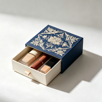 Boîte rigide coulissante en similicuir texturé floral personnalisée avec tiroir pour crème pour les mains, bijoux, coffret cadeau