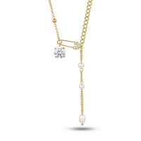 Colliers tendance plaqués or 18 carats avec pendentif trombone, colliers à pampilles en perles d'eau douce, colliers en zircon, cadeau pour femme, bijoux de luxe