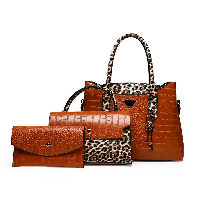 2024 New Women's Leopard PU Mother-Child Bag Set leather handbags for women women's tote bag