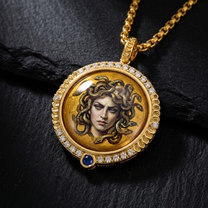 Collar Gótico con Colgante de Serpiente Medusa, Amuleto de Empoderamiento Femenino, Gema Azul, Circonita, Chapado en Oro de 18K - Product Image 1