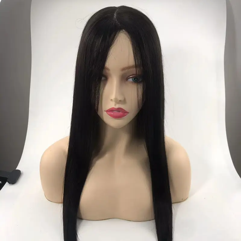 Hand tied Silk top wig virgin brazilian cuticle aligned hair natural black jewish wig factory for black woman