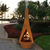 Cheminée extérieure en acier corten conique, à bois, avec capuchon, écologique, certifiée CE