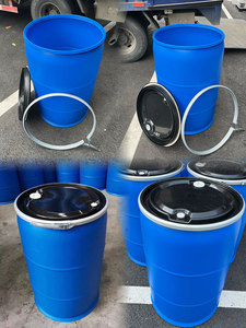 Fût en plastique <span class=keywords><strong>bleu</strong></span> de 200 kg avec anneau métallique, épaissi, à large ouverture, capacité de 200 L, résistant aux acides et aux alcalis, pour le stockage de produits chimiques et d'huiles - Product Image 2