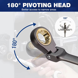 18mm Premium Quality Metric Swivel Head Ratchet <strong>Wrench</strong> Cr-V Constructed With Black Nickel Plating - Product Image 3