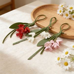 Artificial Osmanthus Flower <b>Bag</b> <b>Charm</b> Lightweight Keyring Hanging Pendant Decoration for Everyday Carry Soft PU Leather Keyring - Product Image 1
