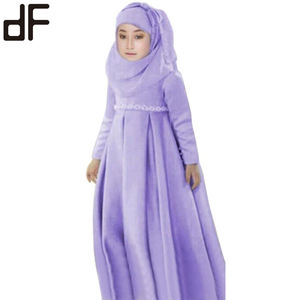 Abito Abaya Verde Lungo con Maniche Lunghe e Bordi in Pizzo per Bambine Musulmane, Abbigliamento Islamico Turco OEM, Vestito Hijab per Ragazze <span class=keywords><strong>Giovani</strong></span> - Product Image 3