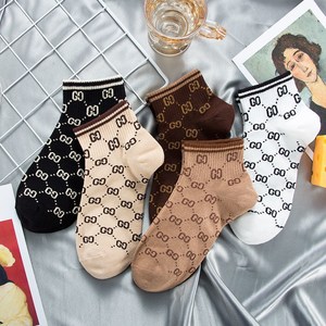 Women Ankle Socks Solid Color Alphanumeric Pattern Polyester Fiber Anti-Foul Invisible Sweat-Wicking Spring Summer Casual - Product Image 5