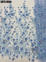 Tissu brodé de luxe haut de gamme de Dubaï, dentelle française faite à la main avec perles et paillettes, parfait pour les robes de mariage et de soirée