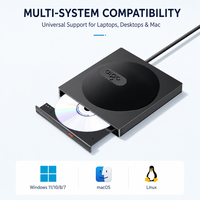 En stock, lecteur DVD externe portable Aigo G100, double port USB C USB 2.0, graveur de CD DVD pour ordinateur portable, ordinateur de bureau, Windows, Mac