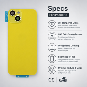 Coque arrière en verre de qualité supérieure OEM pour iPhone 14 14 Plus avec cache de batterie, lentille d'appareil photo et bande magnétique pour réparation - Product Image 1