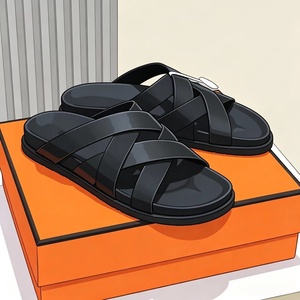 Luxury Men Beach Slippers Premium Genuine Leather Comfort Flat Sandals Open <b>Toe</b> Strap Slip-On Fashion Summer Beach Casual Shoes - Product Image 1