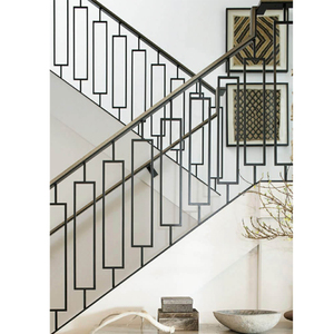 Trang trí nội thất hiện đại Cầu Thang sắt rèn lan can tay vịn với hình chữ nhật trang trí để bán - Product Image 2