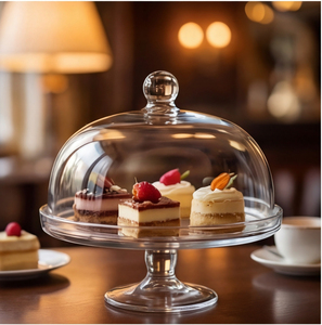Verre clair Cloche gâteau <span class=keywords><strong>d</strong></span>ôme couverture Dessert présentoir à la main cristal nourriture couverture verrerie pour la maison mariage Café - Product Image 3