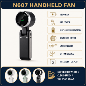 Ventilador de Mano de Plástico, Recargable por USB, Portátil, <span class=keywords><strong>Mini</strong></span> Turbo sin Aspas, <span class=keywords><strong>Motor</strong></span> sin Escobillas, 3600mAh, Pantalla Digital de 5 Dígitos, para Viajes y Actividades al Aire Libre - Product Image 2