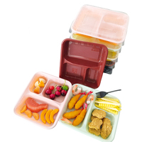 Contenants alimentaires jetables en plastique rouge/noir, micro-ondables, en forme de coquille, capacité 800 ml, forme rectangulaire, pour plats à emporter