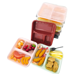Contenants alimentaires jetables en plastique rouge/noir, micro-ondables, en forme de coquille, capacité 800 ml, forme rectangulaire, pour plats à emporter - Product Image 6