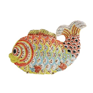 Luxury Multicolor Fish Shaped Rhinestone <b>Clutch</b> Full Crystal Minaudiere Evening <b>Bag</b> Women Sparkling Goldfish Purse for <b>Wedding</b> - Product Image 1