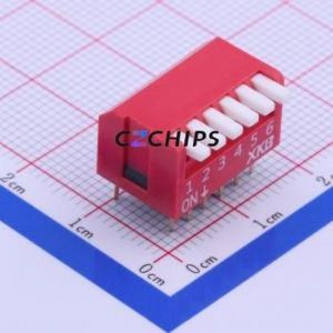 DPL-06RP DIP Switch Through hole Component (THT) Switch Piano Key Single Pole Single Throw 6 PC Pin - Product Image 1