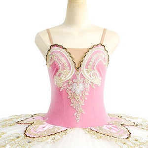 AL-T1832 Vente en gros de tutus de ballet classiques pour enfants, corsage en velours rose, costume de danse de compétition pour filles, tutu professionnel de type pancake - Product Image 3