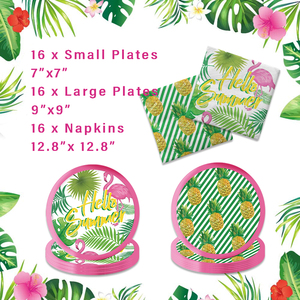 Xieli Suministros Para Fiestas De Flamencos Platos Servilletas Vasos Desechables Juego De Vajilla Temática Hawaiana De Verano - Product Image 2