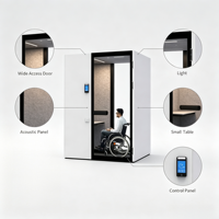 Cabine de réunion de bureau moderne en aluminium insonorisée et autoportante avec éclairage LED et isolation acoustique pour bâtiments de bureaux