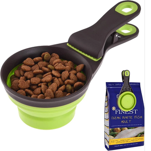 Tasse à mesurer en plastique avec pince pour sac, cuillère doseuse de cuisine pour aliments pour animaux, haricots, riz, sucre, farine, aliments secs, stockage et scellage - Product Image 1