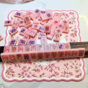 Fichas de Mahjong Americanas de Acrílico Portátiles de Lujo en Color Rosa Melocotón con Patas Plegables para Fiestas y Reuniones, Regalos en Stock, Envío Rápido - Product Image 1