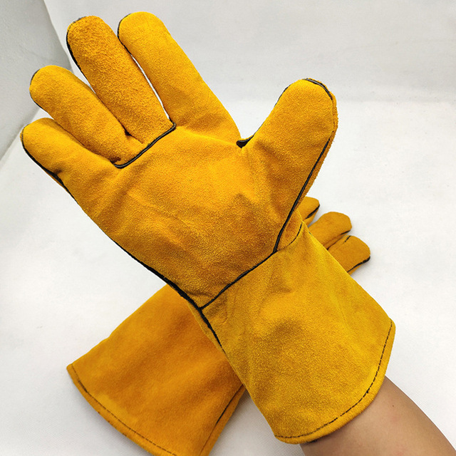 Certified Hot Selling Industrial Welding Safety Work Gloves Hand Protection Leather Gardening Yellow Sheepskin Gloves