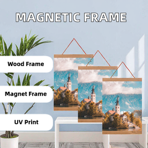 티크 소나무 나무 자기 그림 캔버스 삽화 디스플레이 걸이 UV 인쇄 사진 스크롤 DIY 그림 포스터 자석 프레임 - Product Image 2