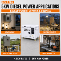 Générateur Diesel 5KW 5500W Max Super Silencieux avec Capot Ouvert OEM ODM CE EPA EAC ISO pour Usine, Ferme et Atelier