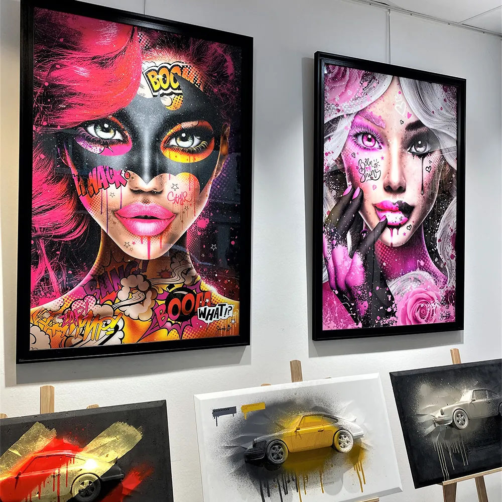 Home Decoration Graffiti Picture Pink Lips Abstract Poster Prints woman canvas wall pop art painting