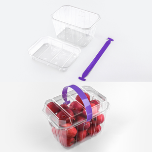 Panier à fruits en plastique PET jetable personnalisé, boîte d'emballage pour fruits et légumes, boîte transparente pour fraises avec poignée - Product Image 5