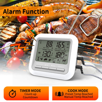Pantalla Digital Inteligente para Horno de Pizza, Termómetro de Alimentos Líquidos con Dos Sondas de Acero Inoxidable para Barbacoa Bimetal, Horno de Bolsillo