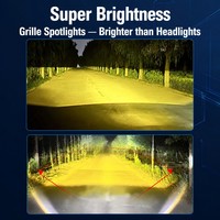 Projecteur LED ultra-mince à faisceau haut/bas, lampe antibrouillard à grille laser dissimulée, éclairage de voiture tout-terrain