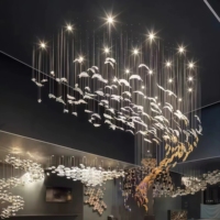 JYLIGHTING Lustre suspendu en acier inoxydable et verre, motif feuille d'érable, projet d'ingénierie sur mesure