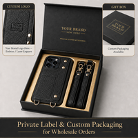 Étui de téléphone en cuir pleine fleur avec porte-cartes, dragonne et bandoulière réglable, support antidérapant pour iPhone Duo