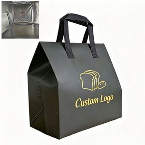 Sac de livraison isotherme personnalisé en gros, noir, imperméable, non tissé, grande capacité, qualité alimentaire - Product Image 1