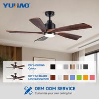 Ventilateur de plafond LED BLDC haut de gamme en bois massif avec éclairage, large débit d'air, pour chambre d'hôtel et villa (OEM/ODM)