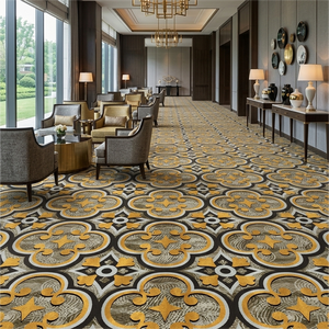 Tapis modulaire en nylon imprimé de style <span class=keywords><strong>baroque</strong></span> élégant, design moderne à feuilles d'or, dalles de moquette souples pour bureaux et villas de luxe - Product Image 2