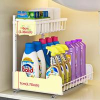 Étagère de rangement en métal réglable à double couche Organisateur d'évier pour la maison, la cuisine, la salle de bain, le salon et le garage pour économiser les aliments