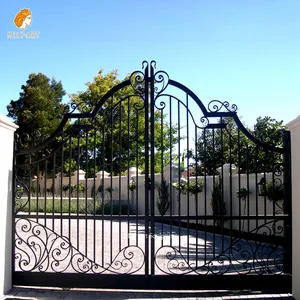 Роскошные красивые ворота золотой дом главные Железные Ворота кованые железные двойные качающиеся ворота