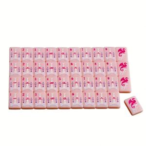 Juego de Mahjong Acrílico Personalizado de 160 Piezas, Diseño Estilo París Americano en Rosa Claro, de Alta Calidad para Niños - Product Image 3