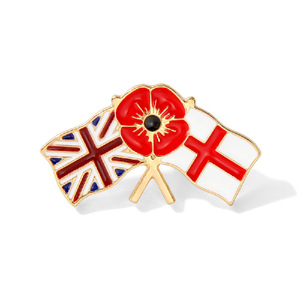 Coquelicot fleur britannique St. George croix Double drapeau broche mode émail épinglette Badge - Product Image 1