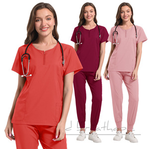 Women Scrub Set Moisture Wicking Split Uniforms For Pet Clinic Dental Workwear - Product Image 1