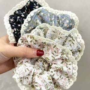 Floral <b>Lace</b> Scrunchies Fabric Hair Ties With <b>Elastic</b> Band For Daily Use - Product Image 1