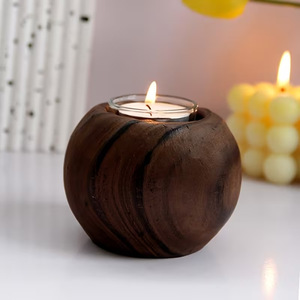 Cross-border wooden candlestick, simple round <b>candle</b> <b>holder</b>, <b>candle</b> cup, Christmas wedding, wedding cafe decoration. - Product Image 1