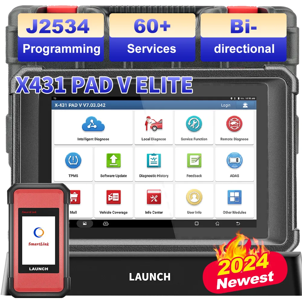 2024 Launch X431 PAD V Elite J2534 Outil de diagnostic automatique de programmation ECU Codage en ligne CAN FD OBD2 Lecteur de code comme PAD VII