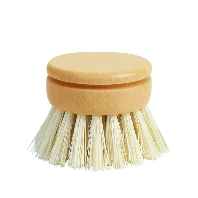 Ménage cuisine brosse de nettoyage pot de lavage sisal naturel hêtre bambou pan brosse changer la tête de brosse